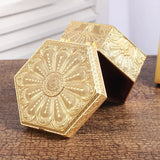 Golden Peacock Hexagonal Metal Jewellery Box