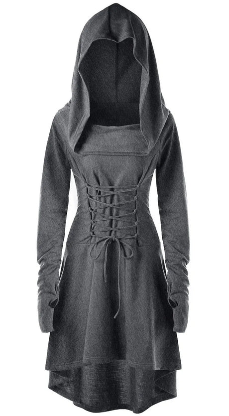 Archer's Goblincore Hooded  Lace Up Tunic Dress