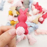 20pcs/lot Felt Rabbit Shapes with Fluffy Tails Padded Appliqués DIY Crafts 2.8*5cm
