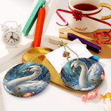 Swan Ceramic Christmas Round Ornament