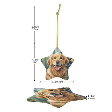 Golden Retriever Ceramic Star Shape Christmas Ornament