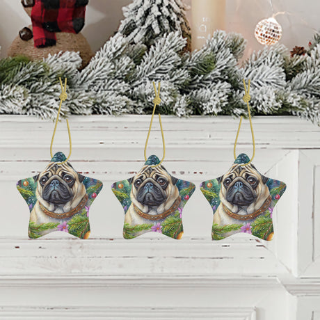 Star Pug Ceramic Star Shape Christmas Ornament
