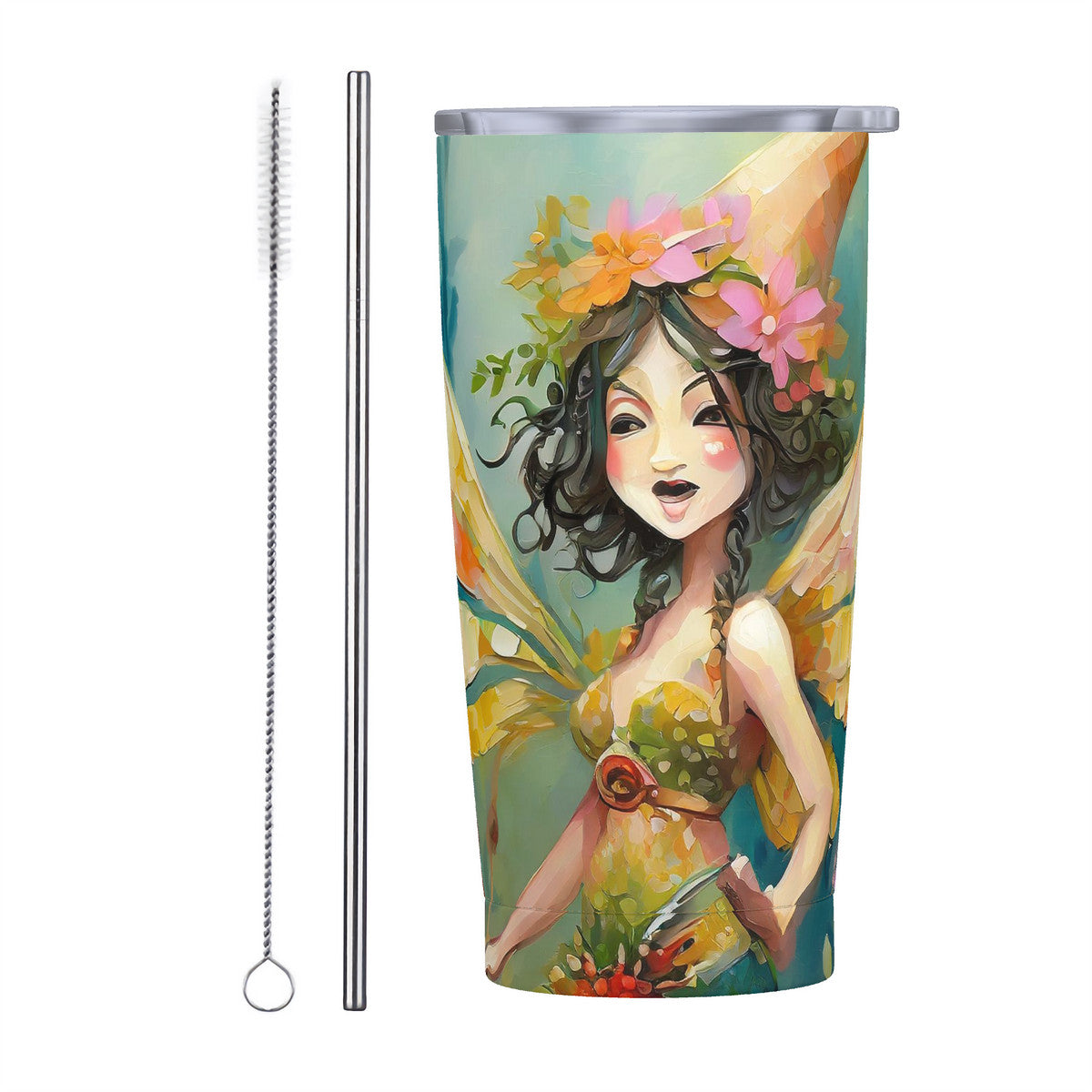 Wild Woodland Sprite 20oz Stainless Steel Straw Lid Cup