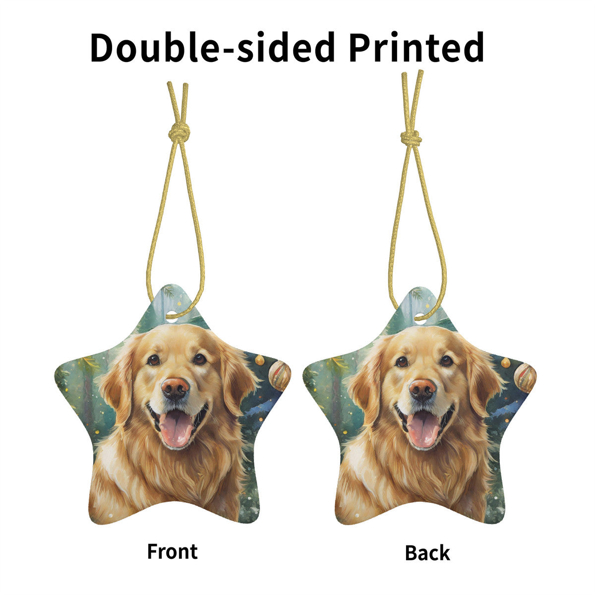 Golden Retriever Ceramic Star Shape Christmas Ornament