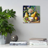 Still Life Cheese and Pears Square Steel Metal Wall Art Decor