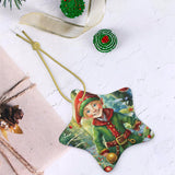 Elf Ceramic Star Shape Christmas Ornament