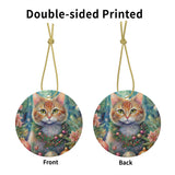 Ginger Cat Ceramic Christmas Ornament