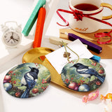 Magpie Ceramic Christmas Round Ornament