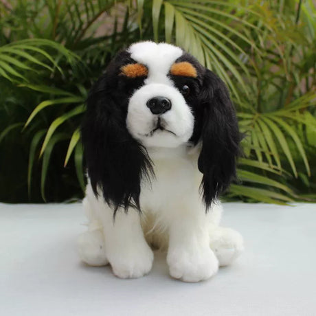 King Charles Spaniel Dog Black White Puppy Plushie Toy