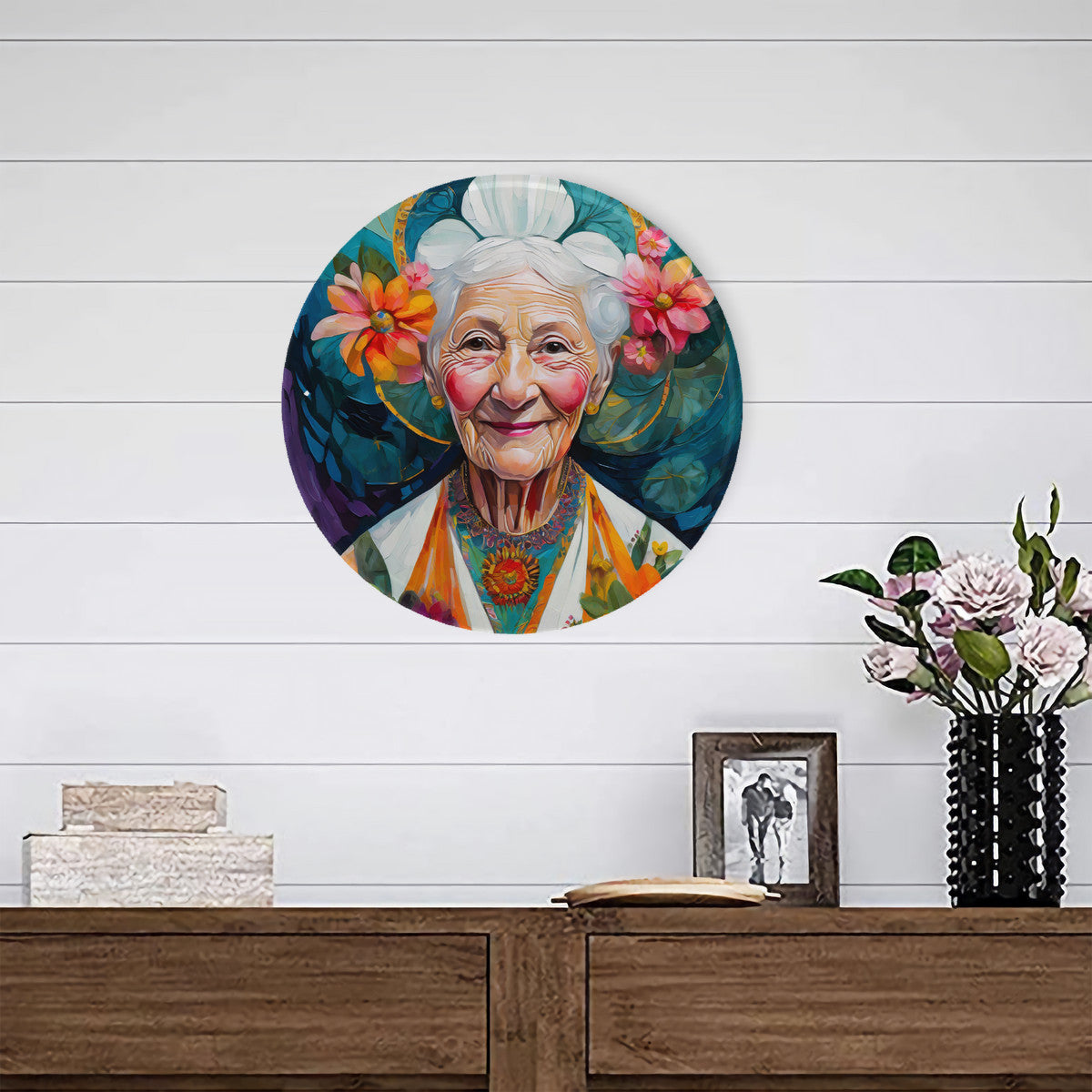 Great Aunt Ida Round Steel Metal Art Decor
