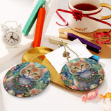 Ginger Cat Ceramic Christmas Ornament