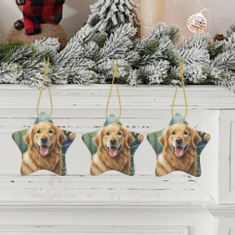 Golden Retriever Ceramic Star Shape Christmas Ornament