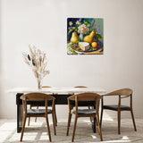 Still Life Cheese and Pears Square Steel Metal Wall Art Decor