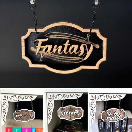 Wooden Bookshelf Signs Library Decor