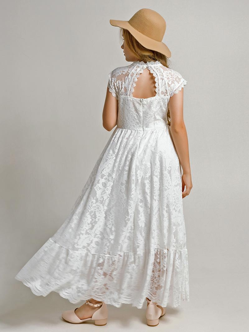 Girls Flower Girl Dress Lace Cotton Maxi Dresses