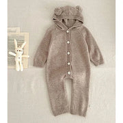 Baby and Toddler Knitted Romper Bear Bunny Ear Hooded Jumpsuits for Boys Girls