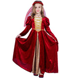 Girl's Renaissance Costume Medieval Court Red Fancy Dress Outfit