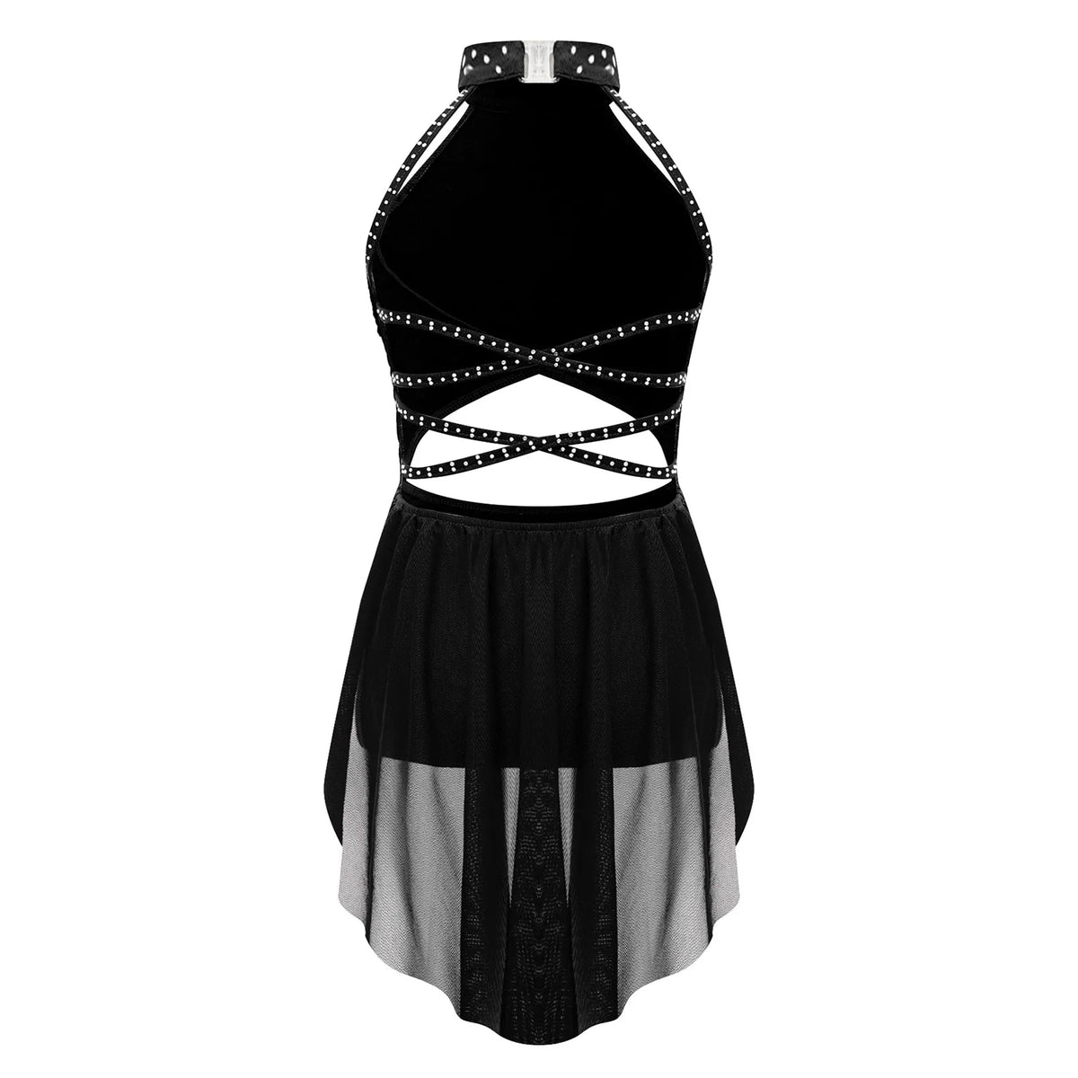 Girls Dance Performance Rhinestone Fringed Dress Figure Ice Skating Dancewear