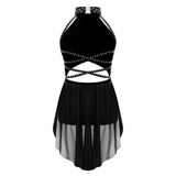 Girls Dance Performance Rhinestone Fringed Dress Figure Ice Skating Dancewear