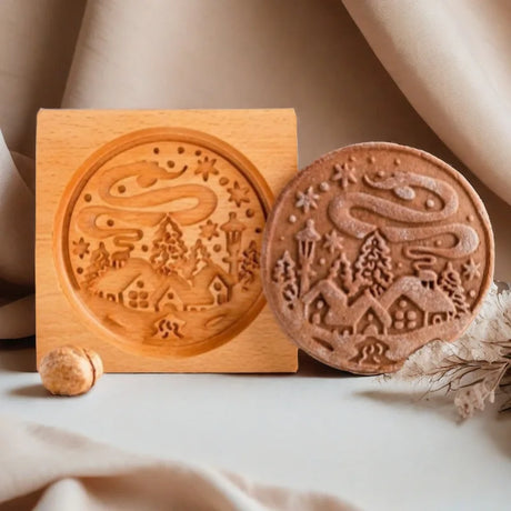 Seasonal Holiday Wooden Cookie Moulds Baking Tools Gifts for Bakers