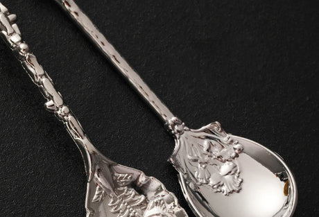 6pcs Vintage Spoons Fork Royal Style Gold Carved Coffee Tea Spoon Dessert Fork Cutlery Set