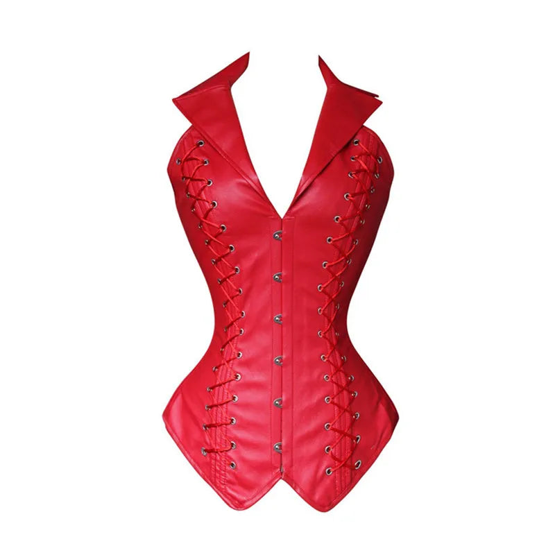 Vampira Draven's Lace-Up Steel Boned PU Corset