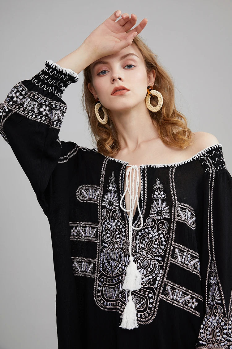 Mirai's Embroidered Boho Dress