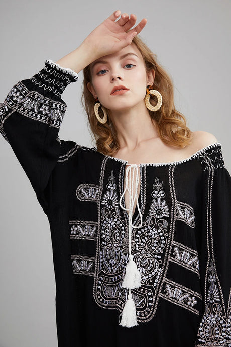 Mirai's Embroidered Boho Dress
