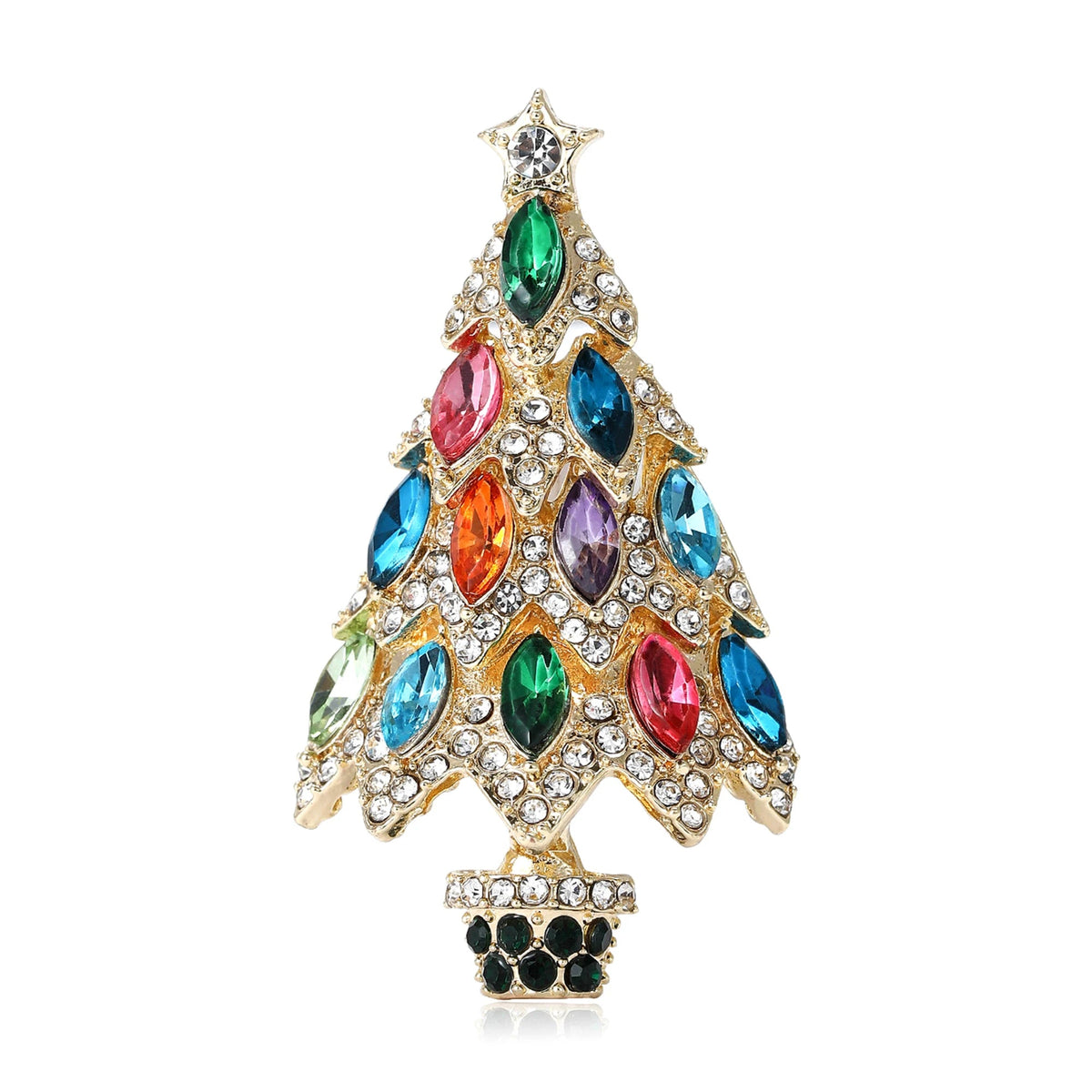 Christmas Tree Brooches Sparkling Rhinestone