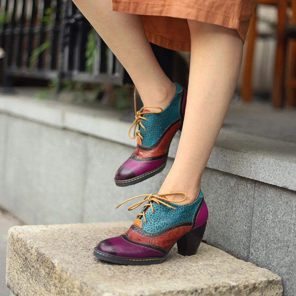 Sabina's Genuine Leather Pumps Colourfun Shoes