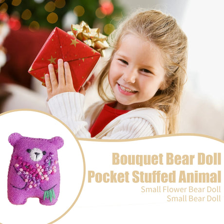 Bouquet Bear Doll Miniature Pocket Hug 5.5*4cm Felt Little Plushie Toy