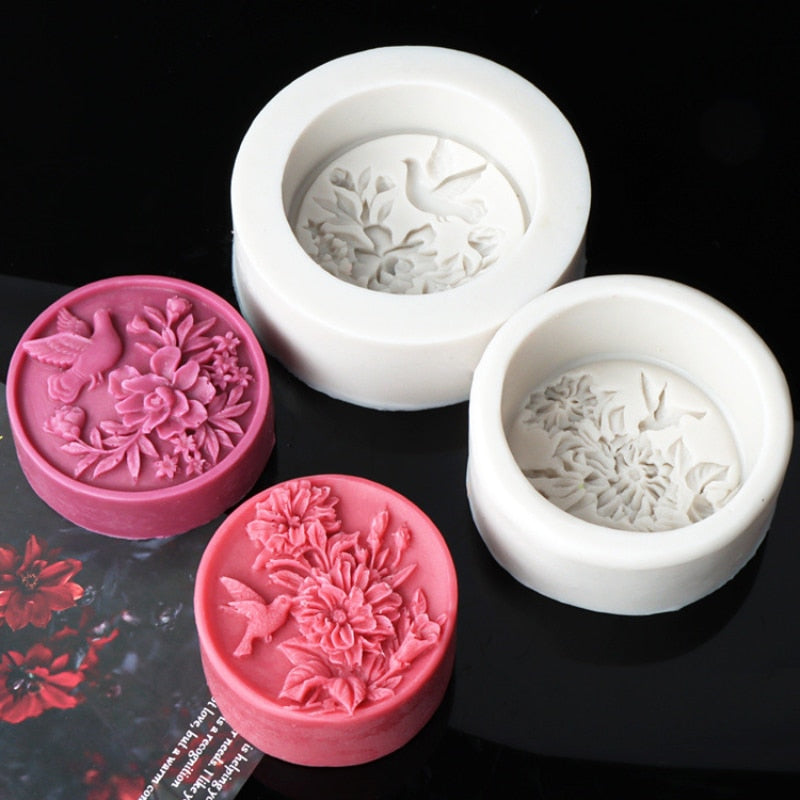 Round Peony Silicone Soap Moulds DIY Candle Resin Chocolate Ice Soap Making Tool