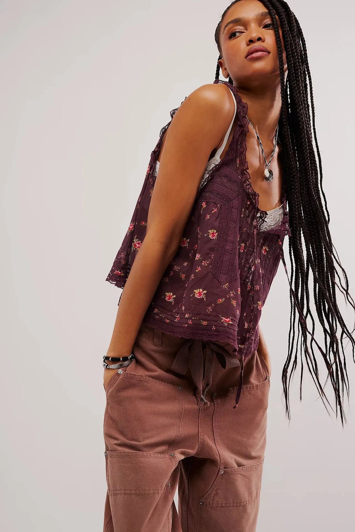 Pip's Summer Cotton Camis Crop Tops Boho Spliced Lace Tank Tops