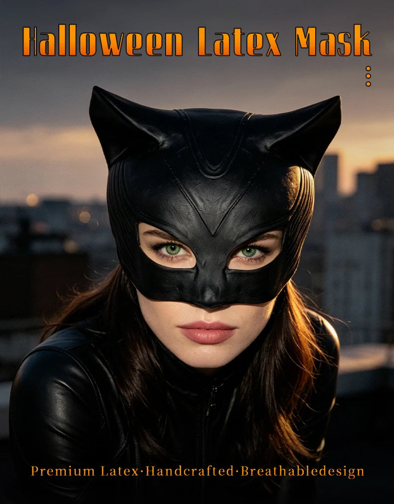 Cat Woman Costume Latex Mask Halloween Costume Cosplay Prop
