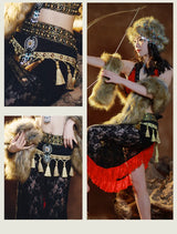 Tribal Fusion Women Belly Dance Costume 2 pieces Top and Hip Scarf