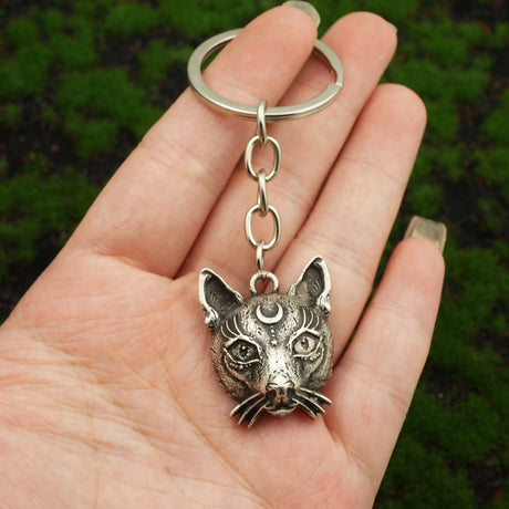 Witch's Cat Head Keyring