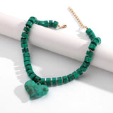 Chunky Acrylic Heart Pendant Beaded Choker Necklaces