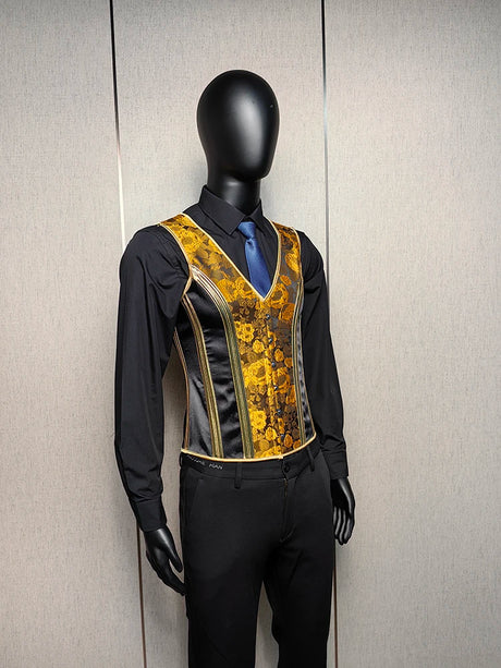 Vintage Circus Men's Boned Waistcoat Corset Vest Lace Up Burlesque Performance Stage Costume