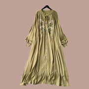 Olive's Embroidered Long Sleeve Shirt Dress