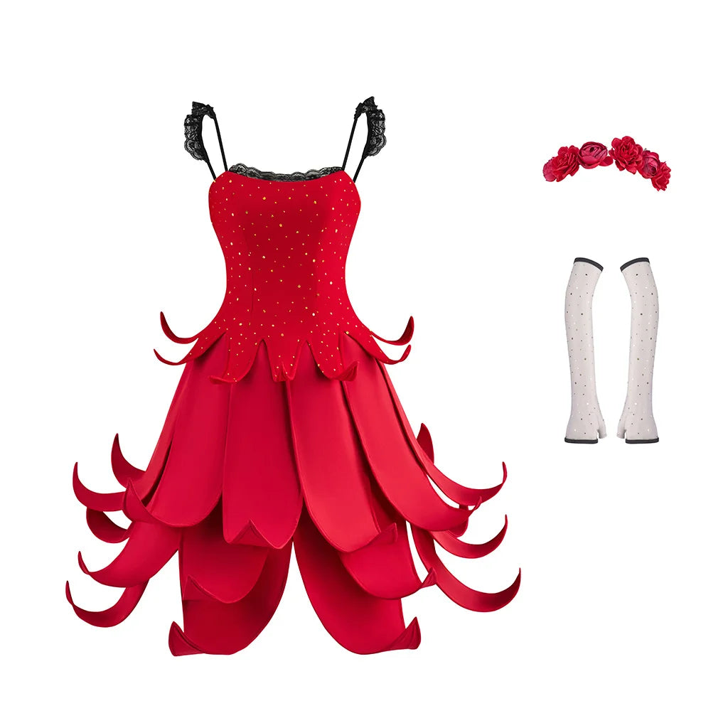 Miss Acacia Disguise Cosplay Costume Red Dancing Dress With Headgear Halloween Costumes