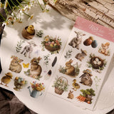 2 Sheet Easter RUB ON Transfer Stickers Cute Bunny Egg Flower Stickers DIY Scrapbooking Craft