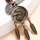 Eagle Feathers Keychain Braided Leather Keyring