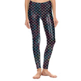 Mermaid Printed Long Sleeve Swimwear Set Surfing Swimsuit Rash Guards and Leggings