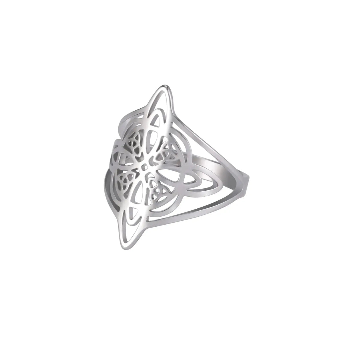 Witch Knot Ring Stainless Steel Celtic Quaternary Witchcraft Amulet Ring