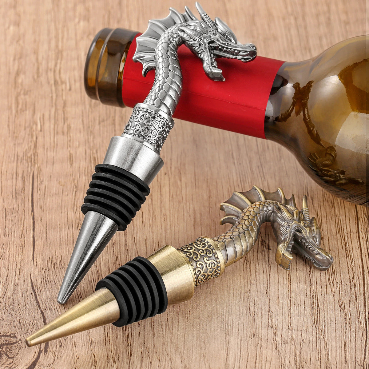 2-in-1 Dragon Head Wine Stopper and Bottle Opener Home Bar Bottle Saver Gift Idea