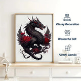Gothic Rose Flying Dragon Wooden Jigsaw Puzzle Irregular Shaped Pieces