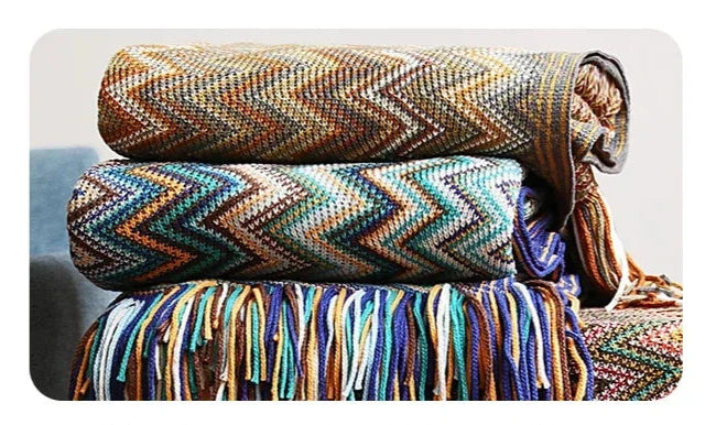 Boho Zig Zag Mexico Baja Blankets