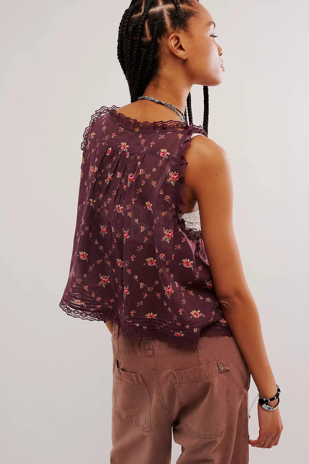 Pip's Summer Cotton Camis Crop Tops Boho Spliced Lace Tank Tops
