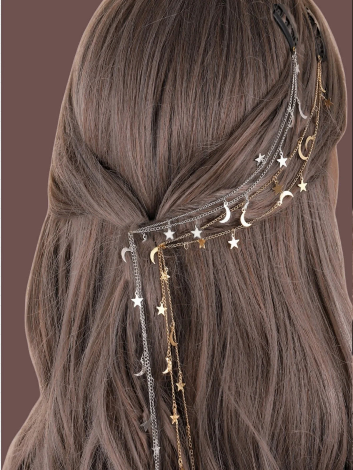 2pcs Moon Star Hair Chain Fairy Hair Jewellery