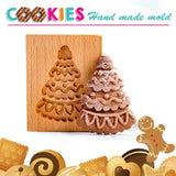 Easter Christmas Wooden Cookie Mould Gingerbread Embossing Stamp Baking Tools